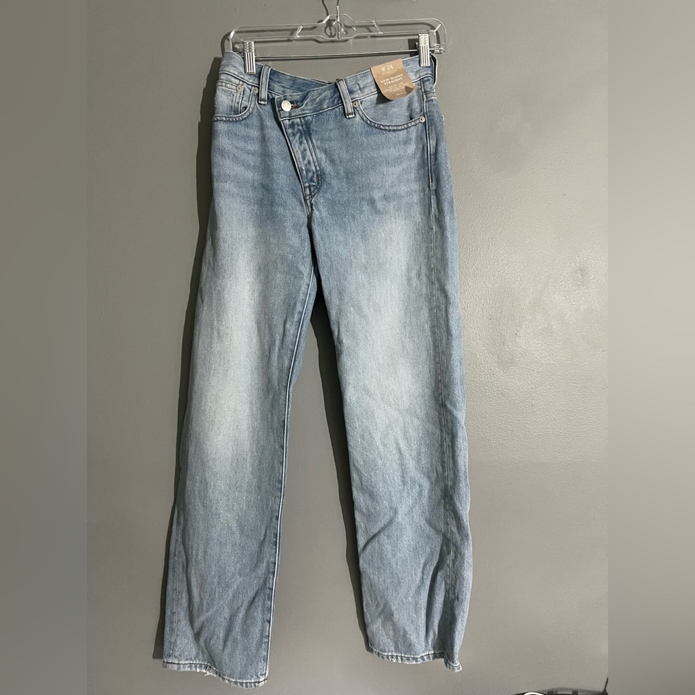 Madewell Low-Slung Straight Jeans in Light Blue